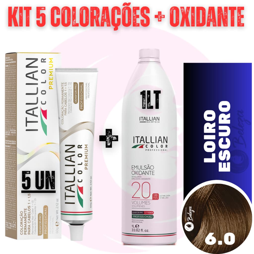 Kit 5 Tinta + Ox 20v Louro Escuro 6.0 Coloração