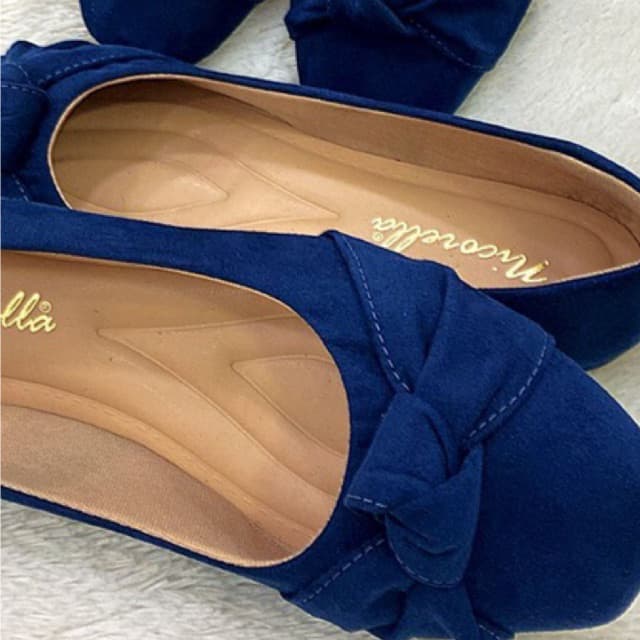 Sapatilha azul marinho - sapatilha feminina - sapatilha nó - suede - feminino