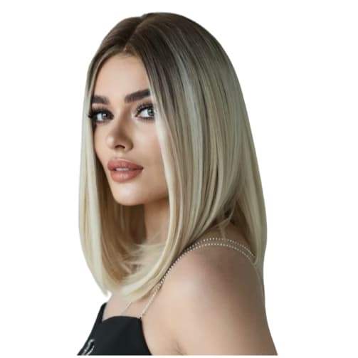 Peruca 40cm Fibra Alta Qualidade Ombre Loiro