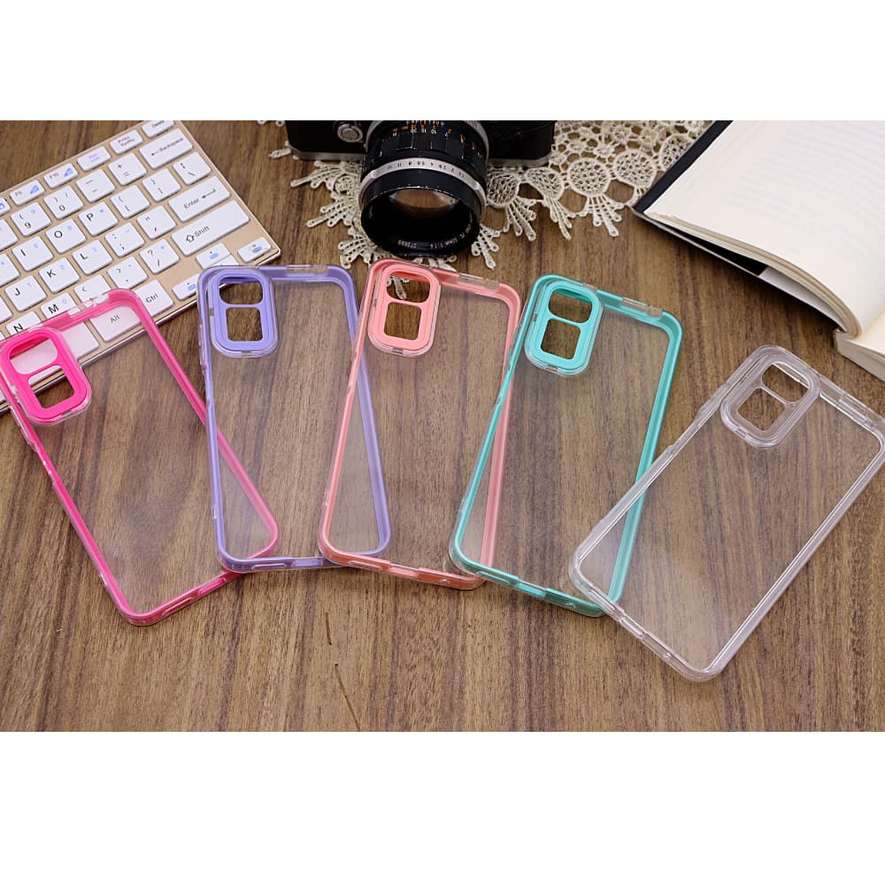 Capa Dupla Transparente Com Borda Colorida RD Note 11 4g/ Note 12s