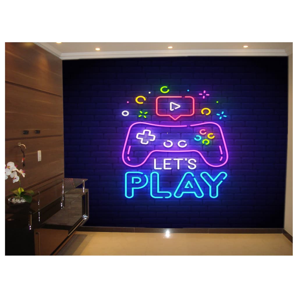 Papel de Parede Decorativo - Adesivo de Parede Salão de Jogos Jogatina Video Game  M² JCS110