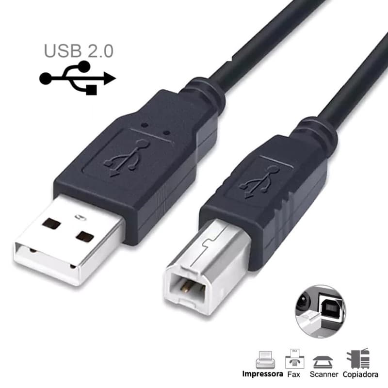 Cabo Impressora Scanner Universal AM x BM 1.50 Metros Usb 2.0 Alta Qualidade