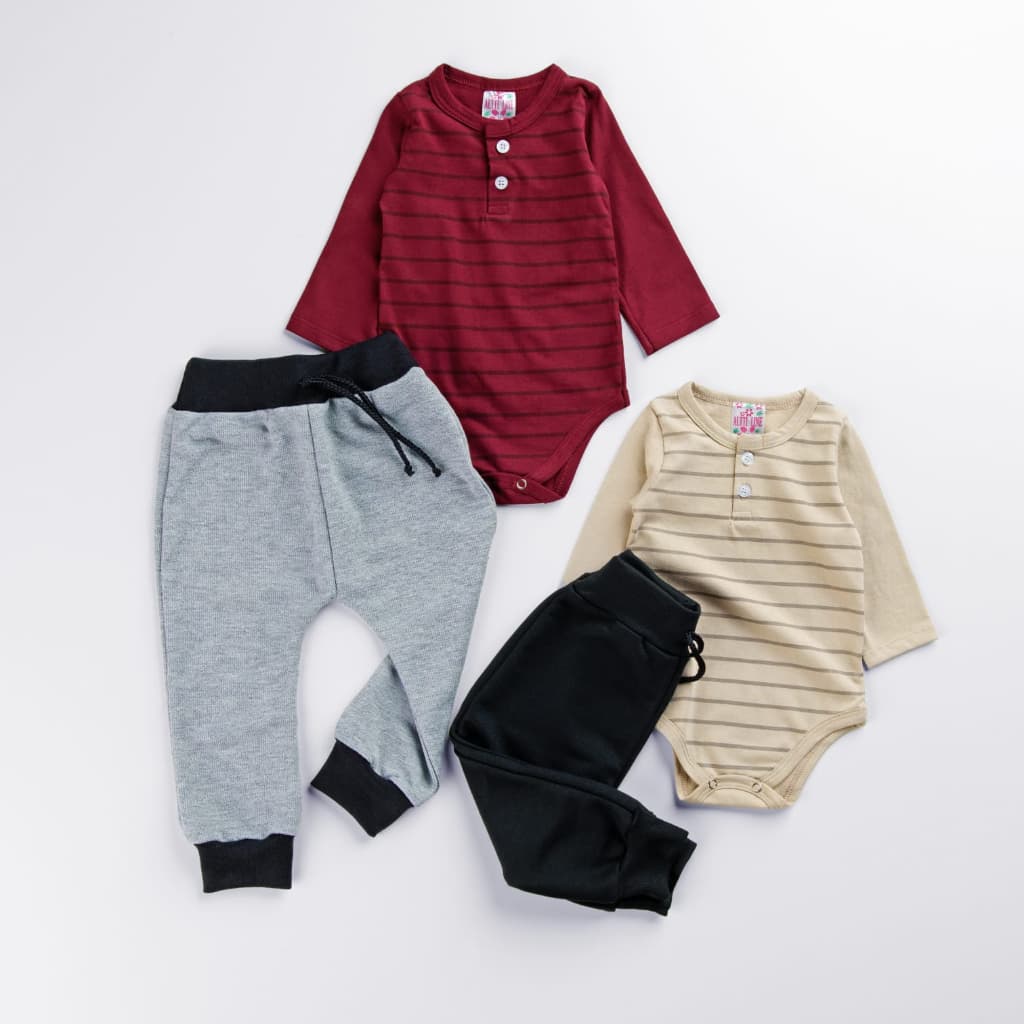 Conjunto Bebe Menino Body Manga Longa 100% Algodao Calca Moletinho Conforto Qualidade Tamanhos P M G 01