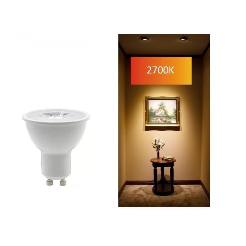 Lampada Led dicroica MR16 4,8w Gu10 Luz Amarela – Branco Quente - DEMAPE_1 ou 2 ou 3 unidades
