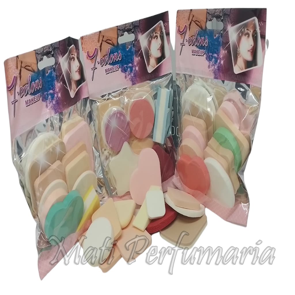 Kit Esponja para Maquiagem Diversos tamanhos e Modelos 12 Unidades cabelo