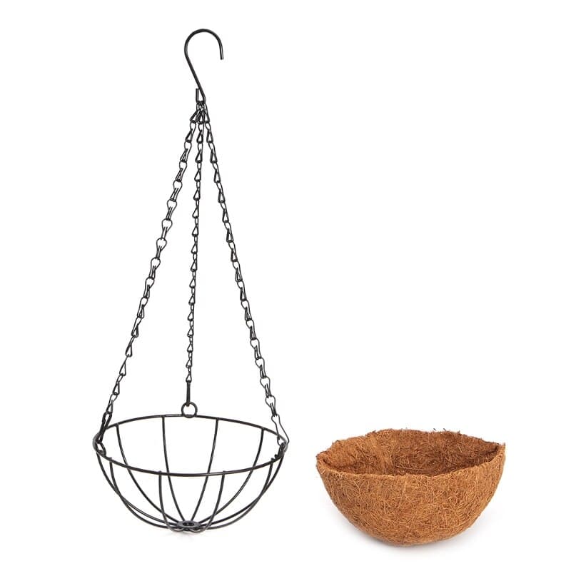 Vaso De Pendurar Fibra Coco 20cm Pendente Com Corrente Ferro