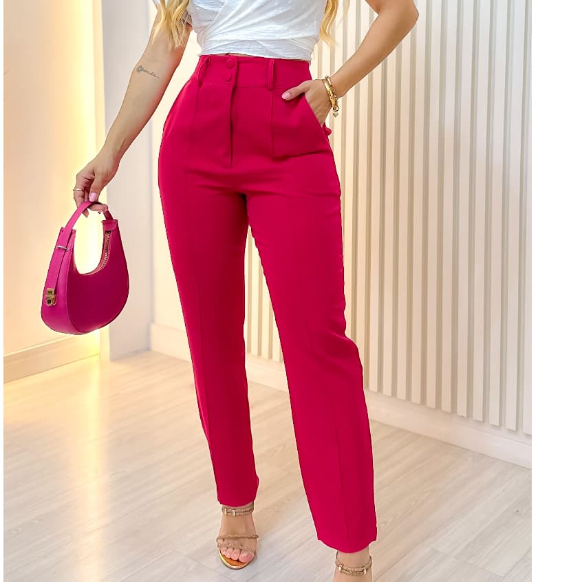 L.L.MODAS FEMININA  calça alfaiataria com dois botoes cal-4