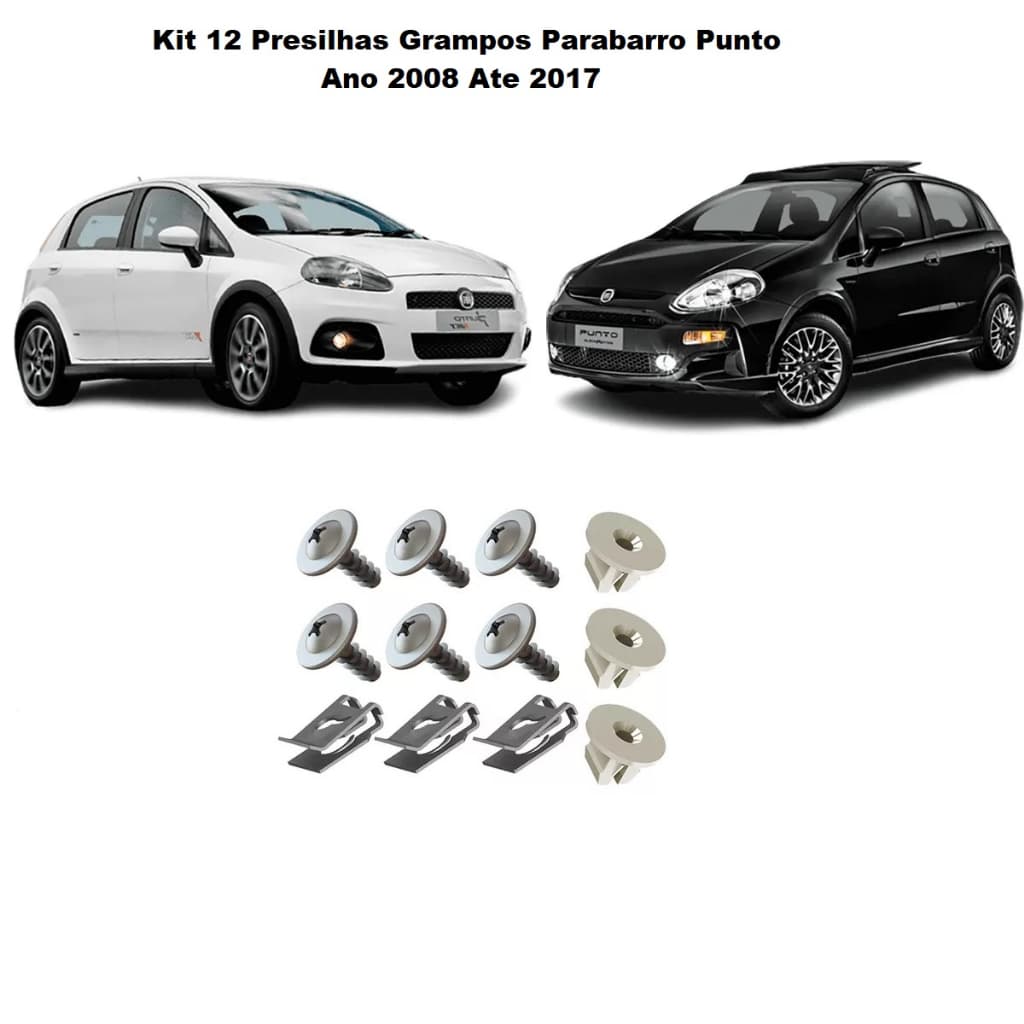 Kit Grampo Parabarro Dianteiro Punto 2008 09 10 11 12 13 14 15 16 17  Punto Novo C/12Pçs Siena 01/15