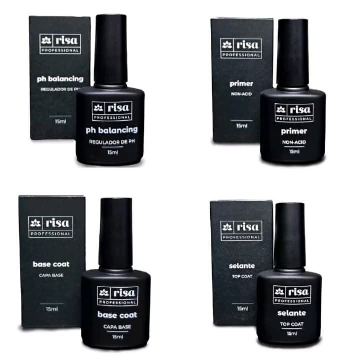 Kit preparadores unha artificial  Base Coat , Ph Balancing , Selante Top Coat, Primer Não Ácido