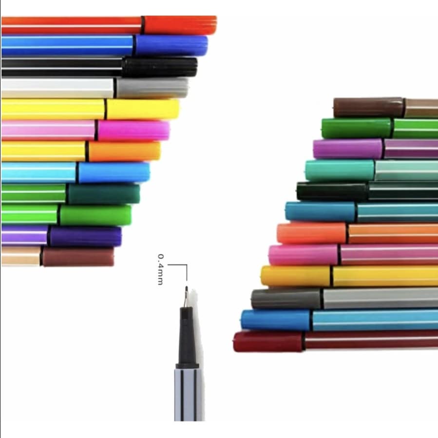 Kit 12/24 Cores Canetas Fine Line Coloridas Ponta Fina 0.4 mm Fineliner