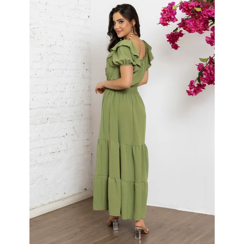 Vestido longo \vestido duna com lastex \ REF- F05
