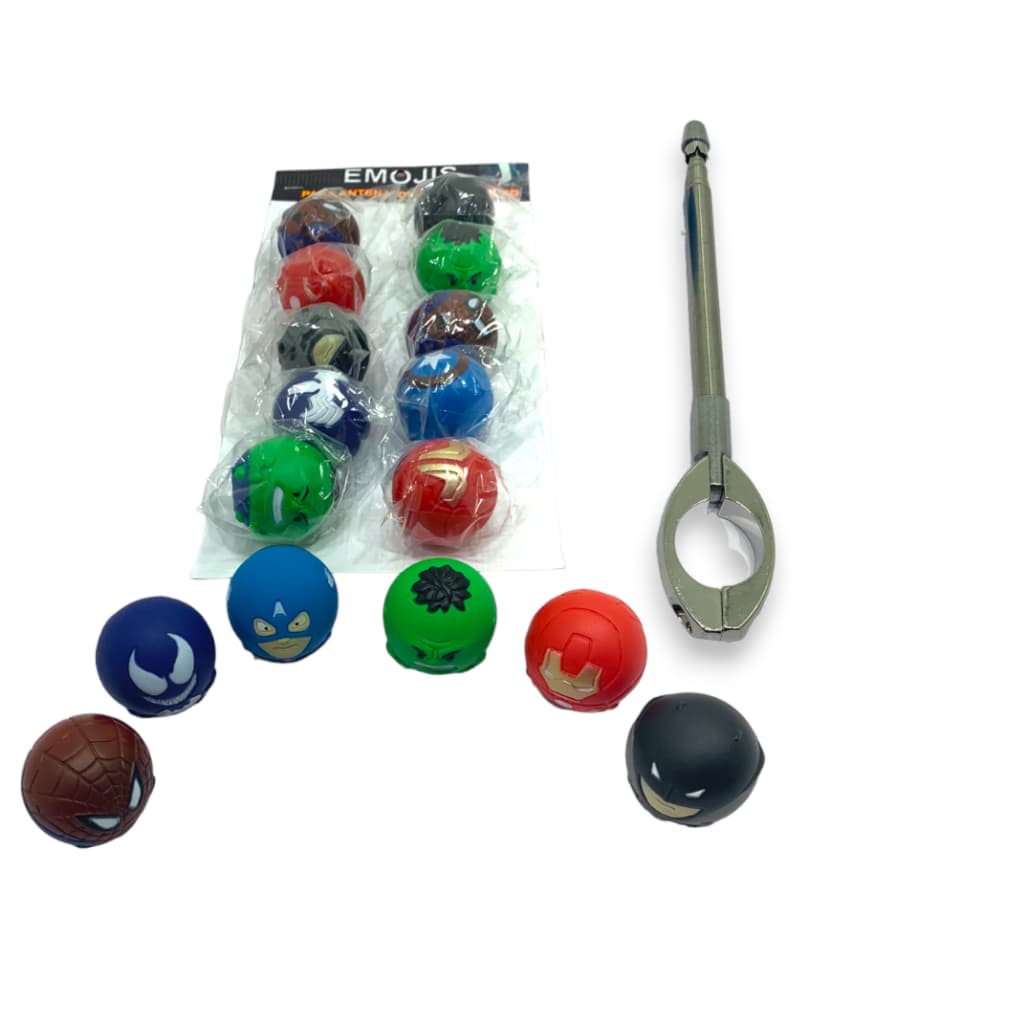 Enfeite Bolinha Super Herois E Antena Corta Pipa Cromada