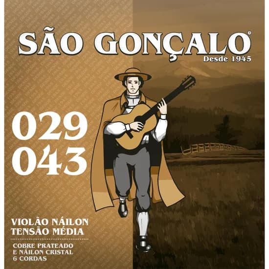 Encordoamento Corda São Gonçalo para Violão Nylon Tensão Média 029-043