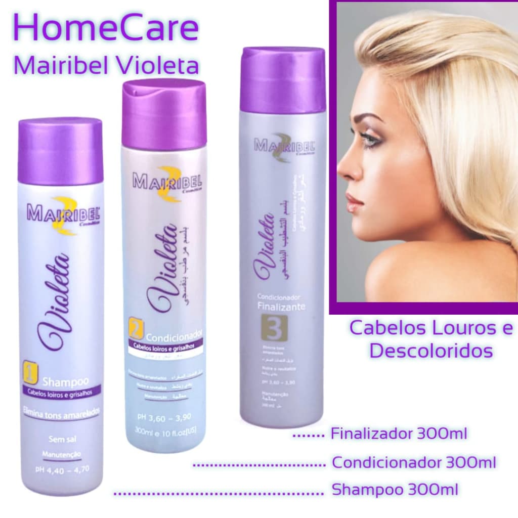 Mairibel Violeta Home Care - Uso em Casa (Shampoo, Condicionador e Finalizador)