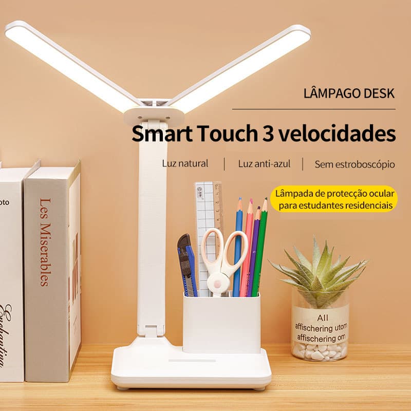 Luminária Abajur De Mesa Lâmpada De Estudo/Luminária De Mesa LED Grande capacidade com dimerização contínua, candeeiro de mesa dobrável luminária mesa
