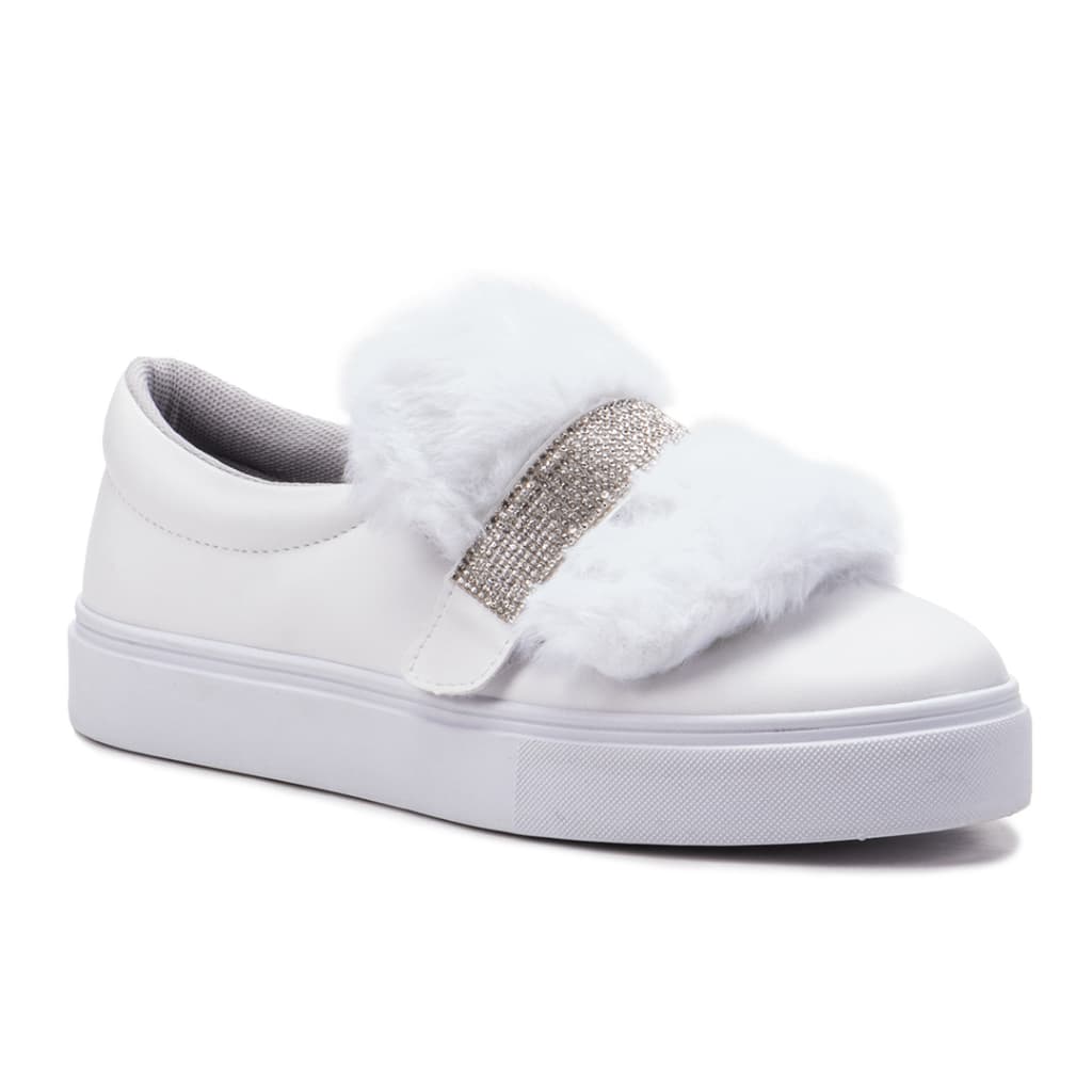 Tênis Feminino Elástico Branco Slip On Iate Sapatilha Casual 3 em 1 Confortável Blogueira Original