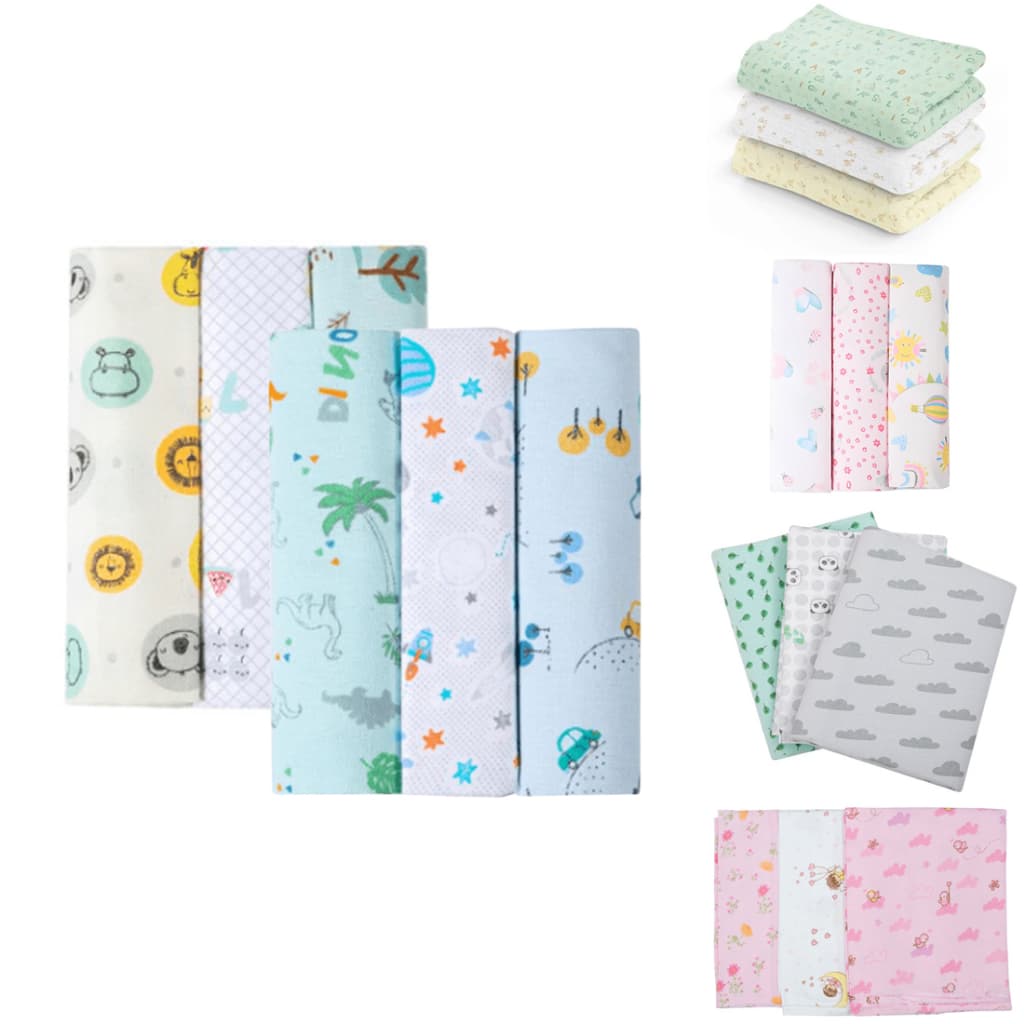 Kit Cueiro Flanelado Papi Bebê Menino e Menina 100% Algodão Promoção