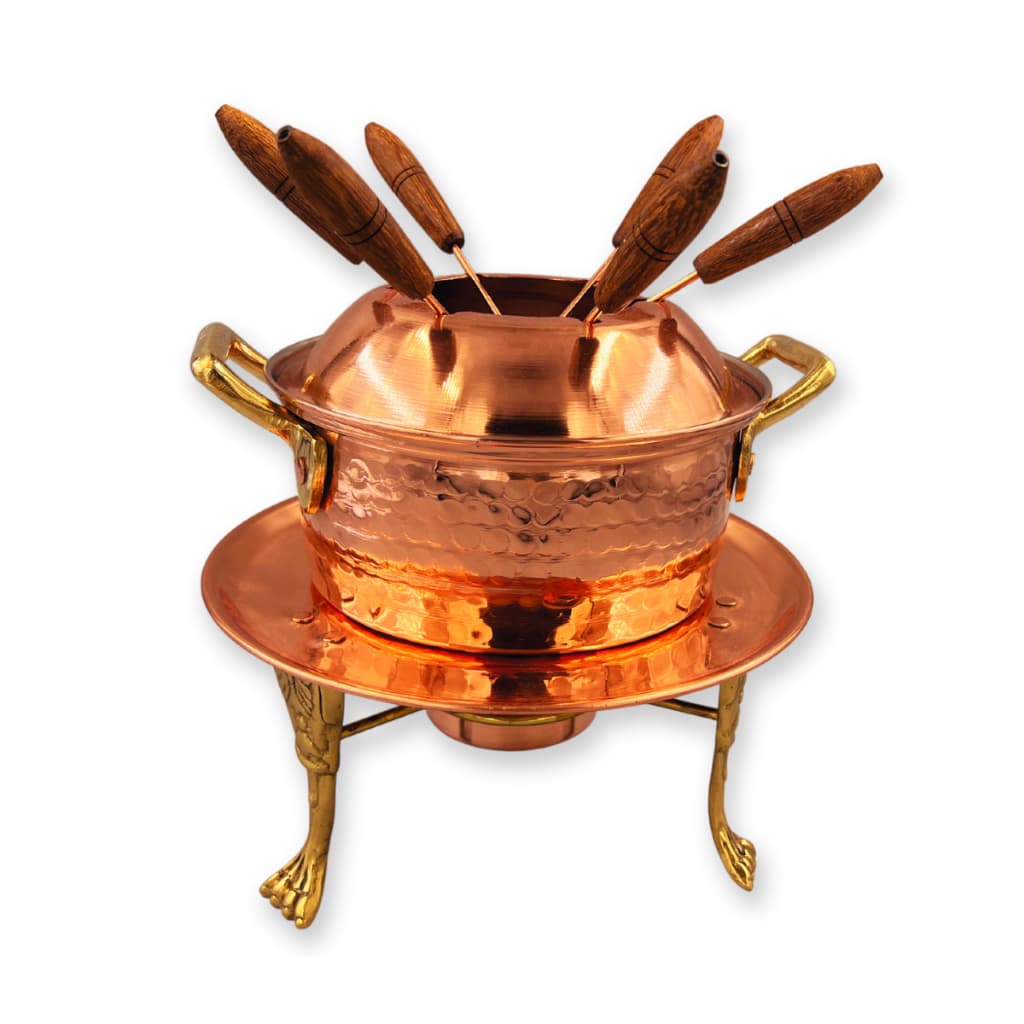 Aparelho de Fondue Cobre 1 Litro C/ 6 Garfinhos E Queimador