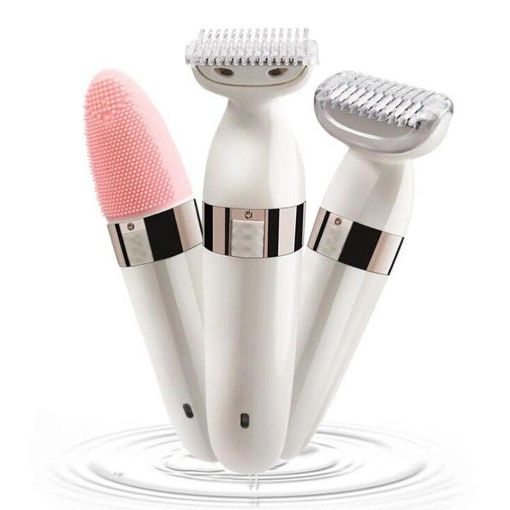 Depilador Aparador Pelos Feminino Esfoliante Massageador Facial Bivolt  3x1 Kemei 3204