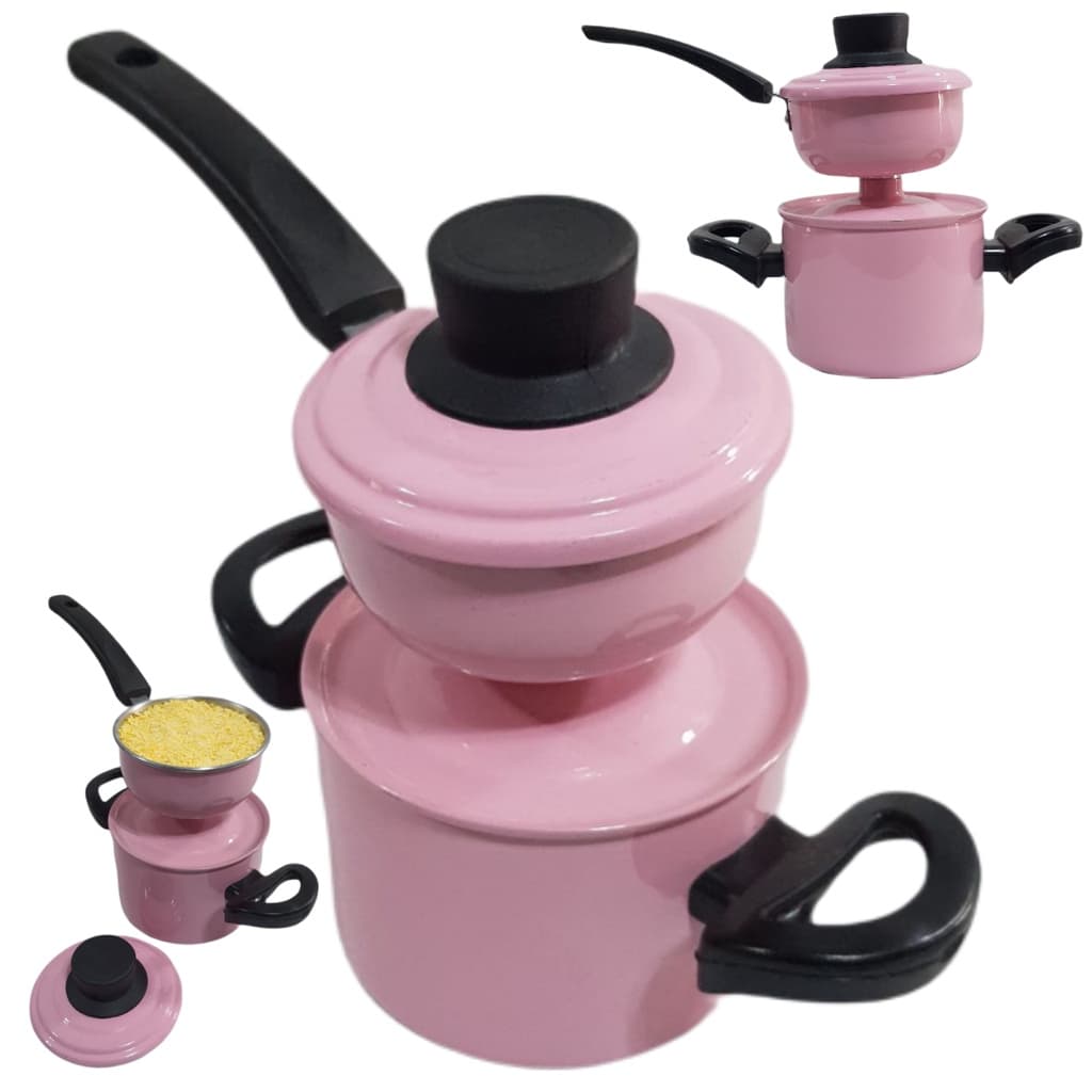 Panela de Alumínio Cuscuzeiro individual Rosa paulistinha