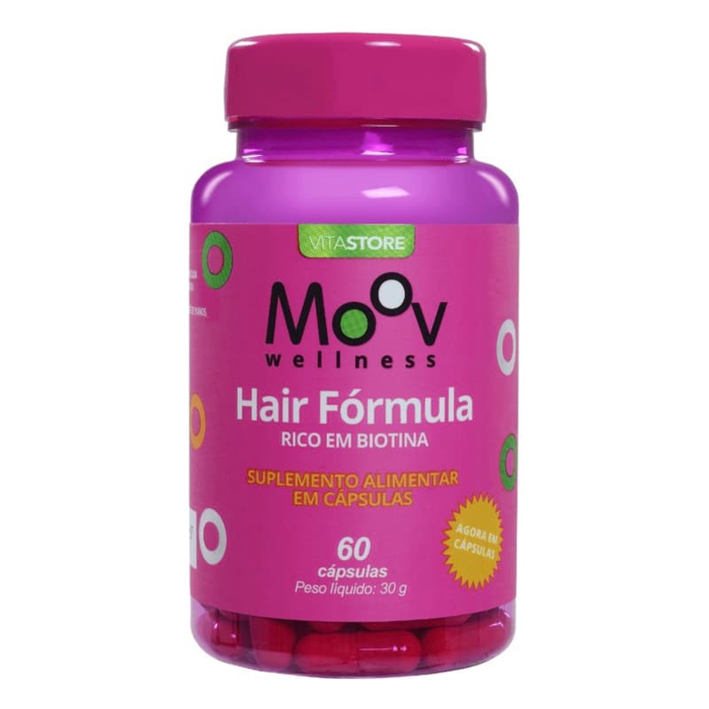 Hair Formula com Biotina 60 caps Moov - Suplemento crescimento cabelos new