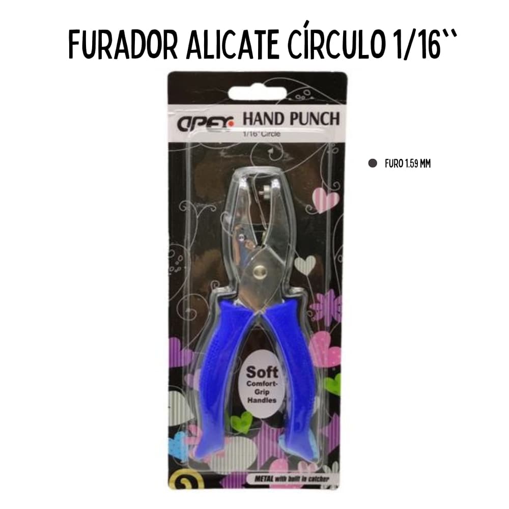Alicate Perfurador para Papéis Cabo Anatômico (1,59mm ou 6mm)