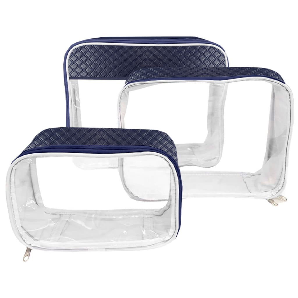 Organizador Mala Kit 3 Peças Necessaire Transparente Porta Objetos Saida Maternidade Bebe Viagem