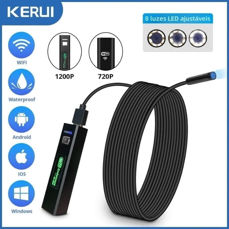 Mini endoscópio kerui-mini 10m wifi