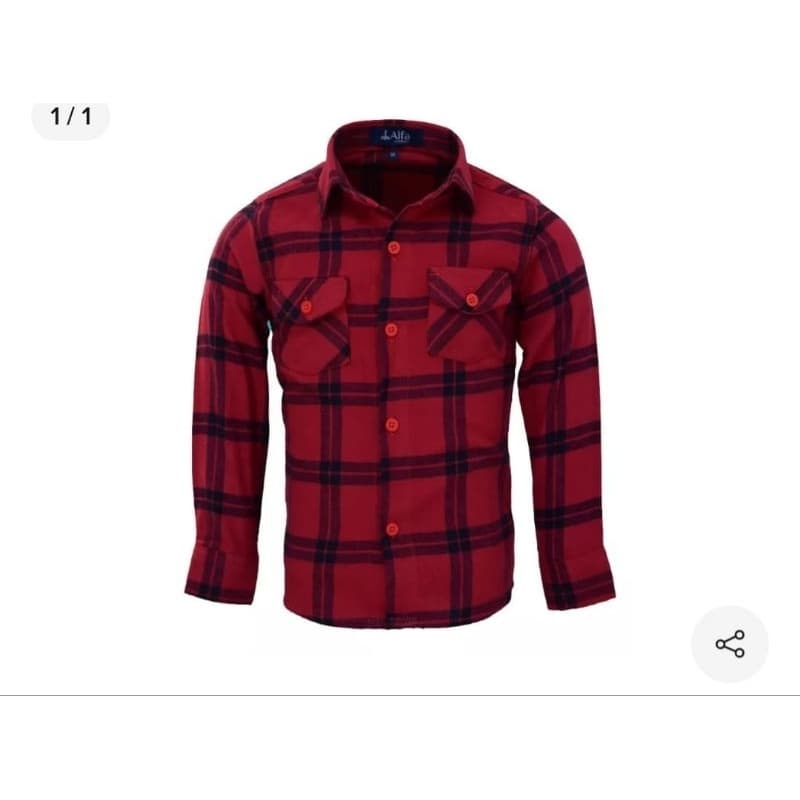 Camisa Social Manga Longa Xadrez Franela Infantil e Juvenil Alfa. 1512