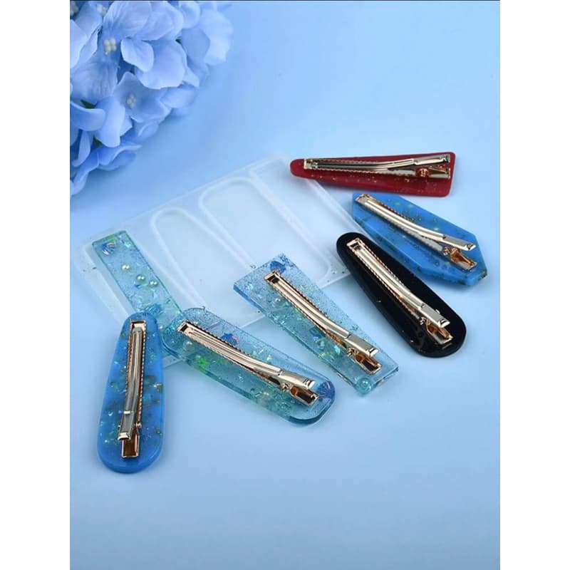 Kit Molde Silicone Prendedor de Cabelo + Parte Metálica / Molde para resina 6 pcs