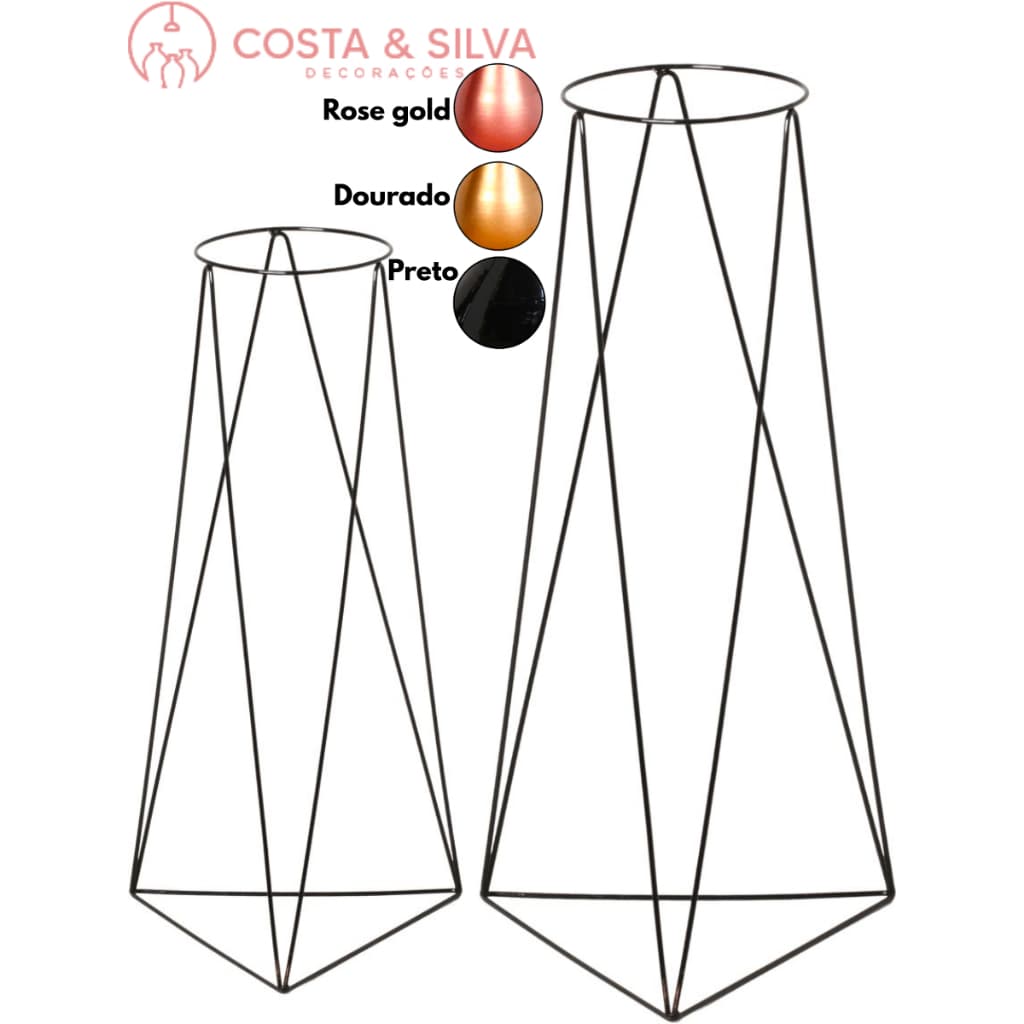 2 Suporte Para Vaso Tripé Plantas Chão Triangular 60cm 45cm