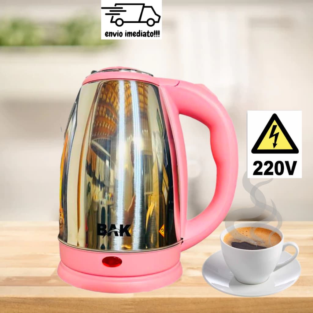 Chaleira Elétrica 220V Inox 1,8 Litros Rosa Jarra Elétrica Para Ferver Água Preparar Café e Chá