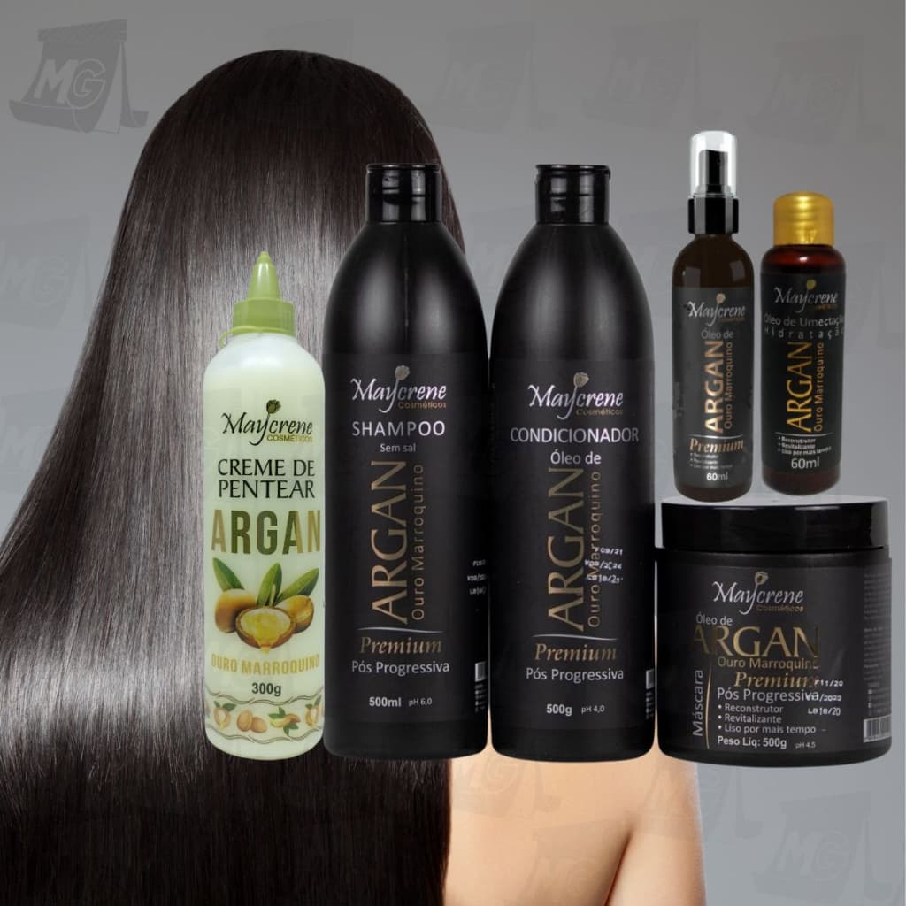 Kit Tratamento Capilar Pós Progressiva Óleo de Argan Premium Ouro Marroquino Monte seu Kit