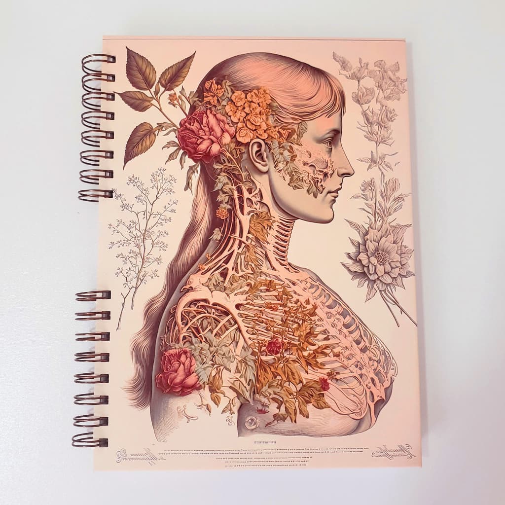Caderno Sketchbook Desenho e Aquarela A4 27x19cm - 90g, 120g, 240g, 300g Dama Esqueleto Vintage