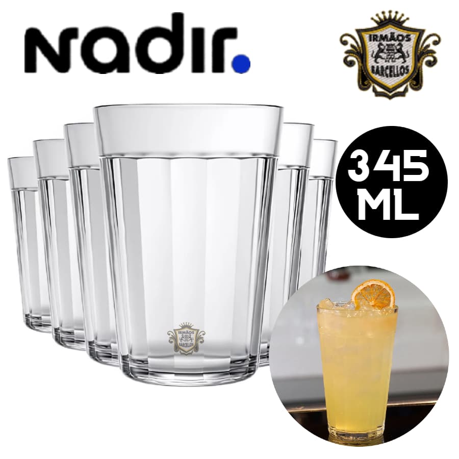 Conjunto De Copos De Vidro Long Drink Modelo Americano 345ML - Jogo De Copo Americano Utensílios De Cozinha Nadir