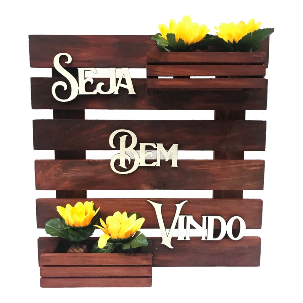 Placa Seja Bem Vindo Decoração Casa Madeira Decoração Parede (flor Variada)