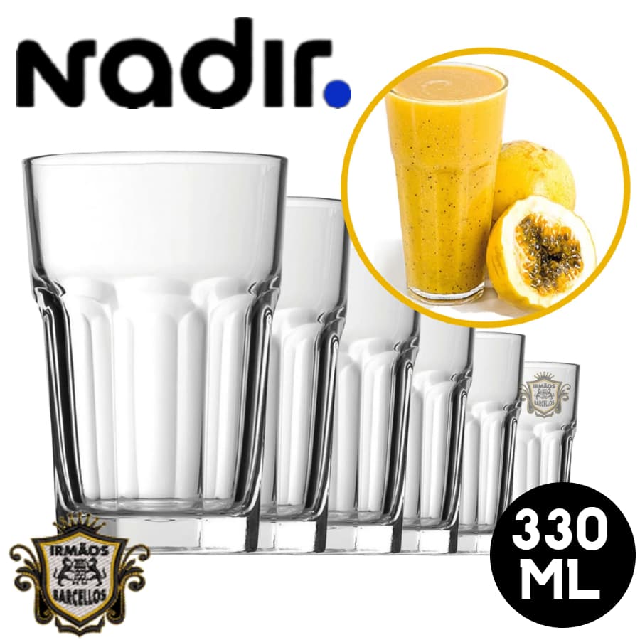 Conjunto De Copos De Vidro Long Drink Modelo Bristol 330ML - Utensílios De Cozinha Jogo De Copos Nadir