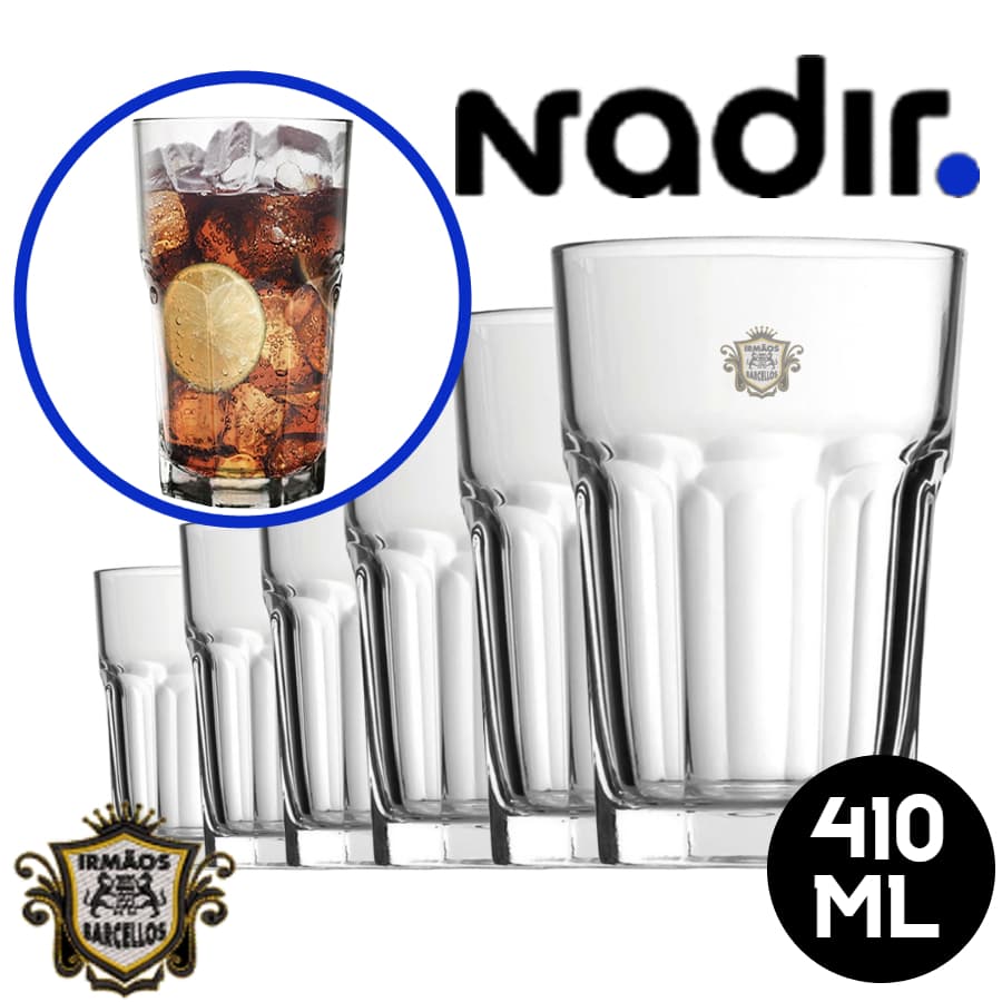 Conjunto De Copos De Vidro Long Drink Modelo Bristol 410ML - Utensílios De Cozinha Jogo De Copos Nadir