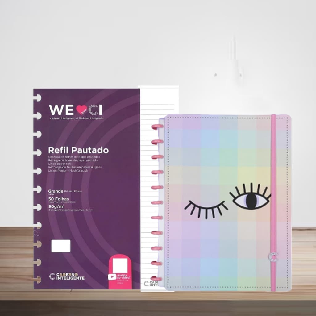 Caderno Inteligente Eyeconic - Grande + Refil Pautado Grande Para Caderno Inteligente Com 50 Folhas
