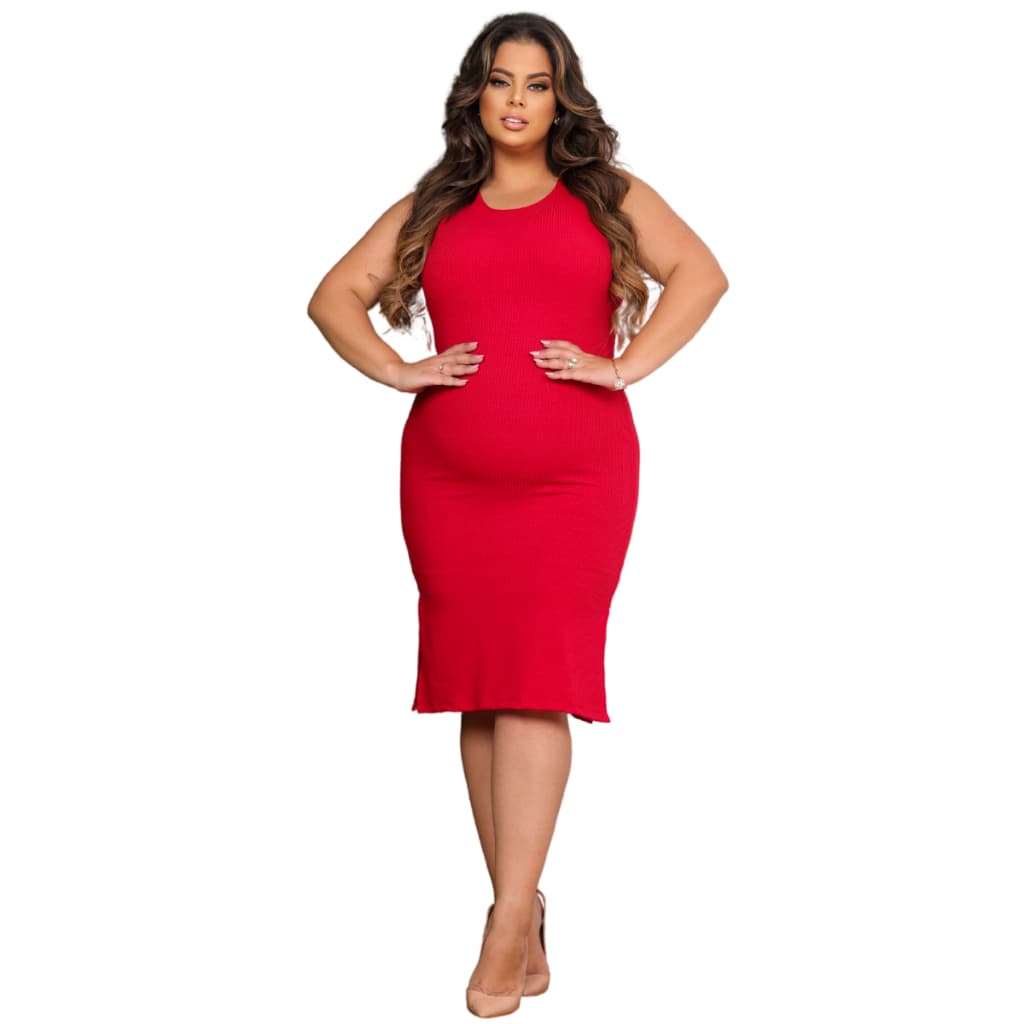 Vestido Canelado Plus Size Moda Feminina