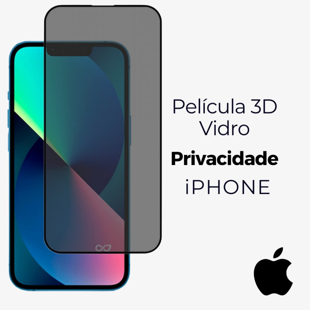 Película 3D Privacidade Vidro - Apple iPhone - XR XS 7 8 11 12 13 14 15 16 17 Pro Max Air Plus Mini