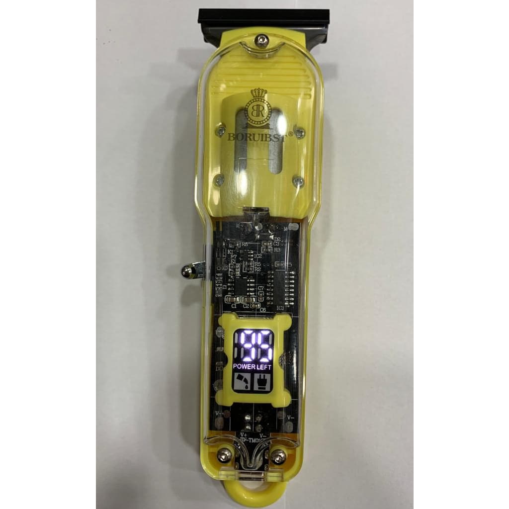 Maquina para cortar Cabelo e Barbear de uso Profissional Transparente Sem Fio e Leitor Digital (BORUIBST)
