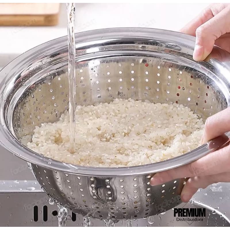 Escorredor De Arroz Frutas Legumes Aço Inox Resistente