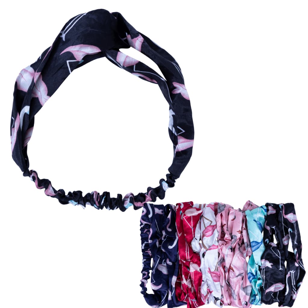 Faixa de Cabelo Turbante Estampa Flamingos
