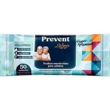 Lenço Umedecido Adulto Prevent Wipes com Vitamina E e Aloe Vera | Toalha Grossa para Idosos e Acamados