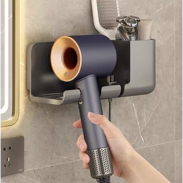 Suporte / Porta Secador De Cabelo De Alta Qualidade Com Parede Em Abs Para Banheiro / Prateleira