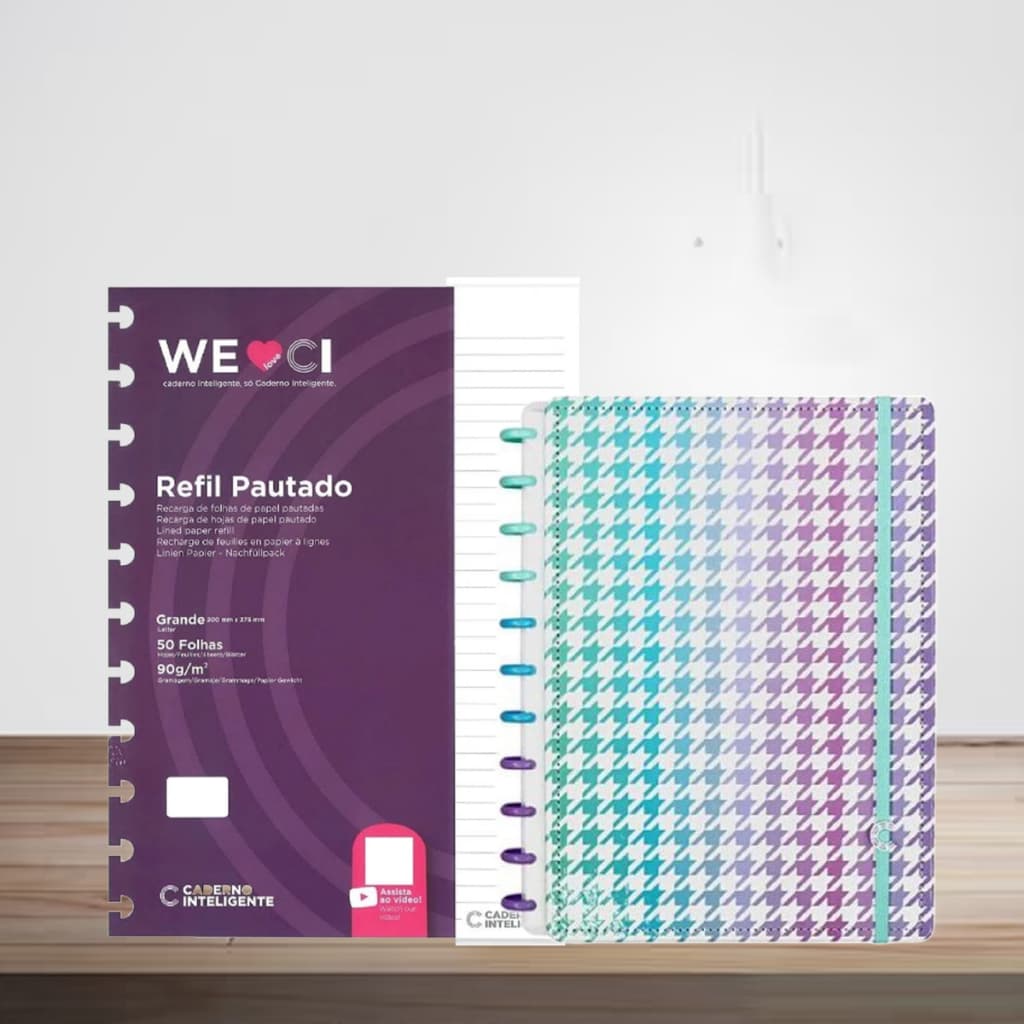 Caderno Inteligente London Grande + Refil Pautado Grande Para Caderno Inteligente Com 50 Folhas