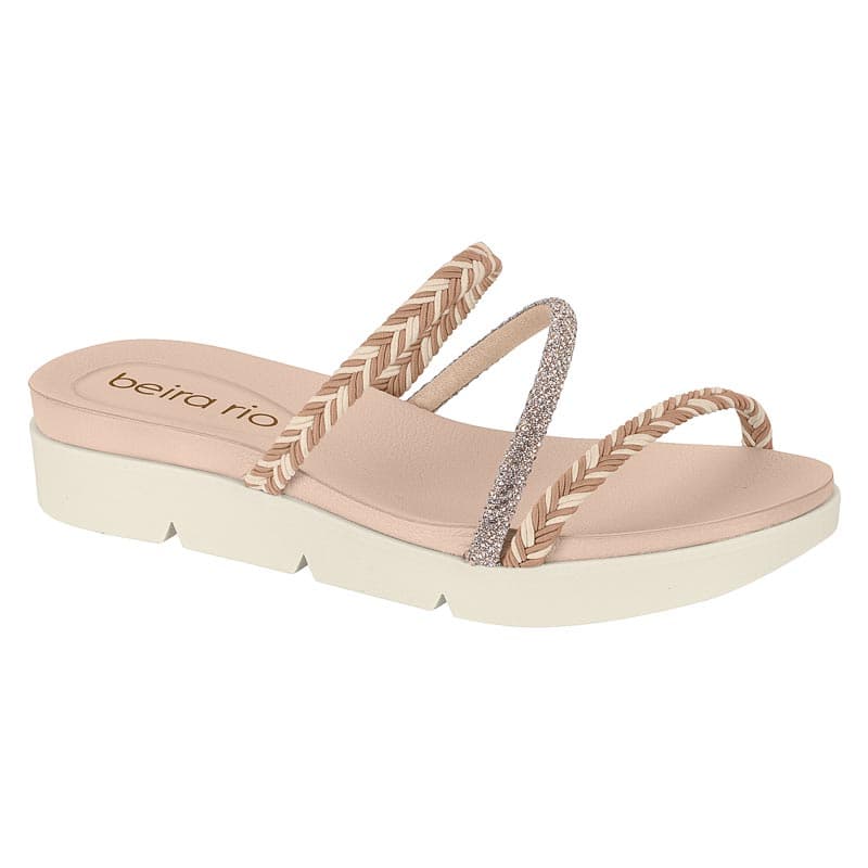 Sandália Beira Rio Casual Feminino Flatform Solado Tratorado Tira Pronta Strass Confortável Original