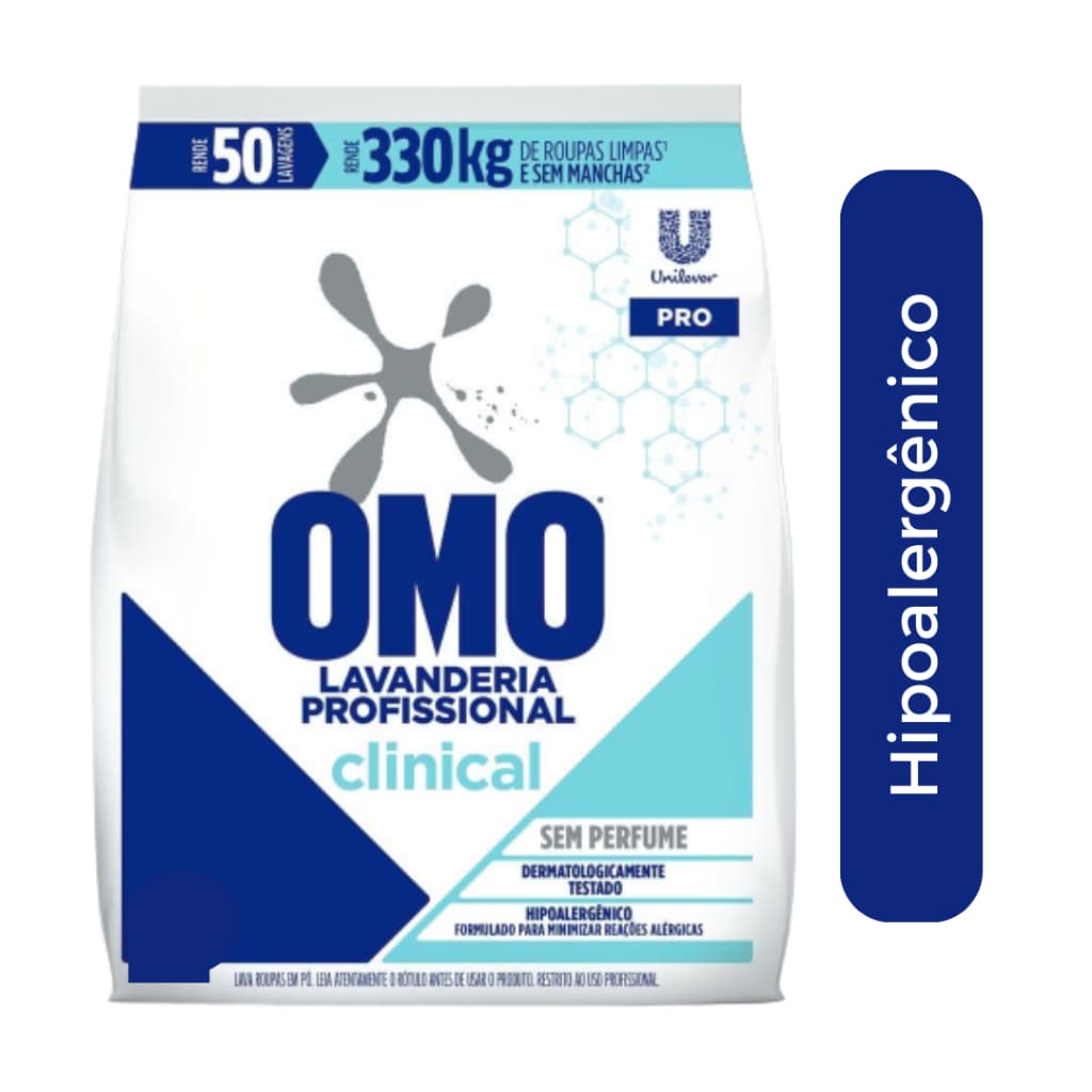 Sabão Em Pó OMO Clinical 04kg Hipoalergênico  Sem Perfume