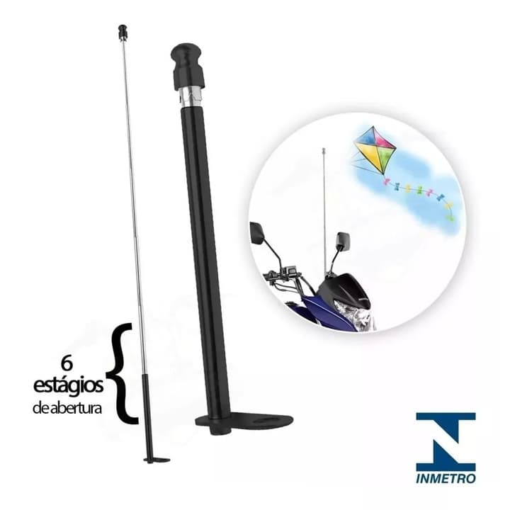 Antena Corta Pipa 6 Estágios Fixa Para Retrovisor -60 Cm